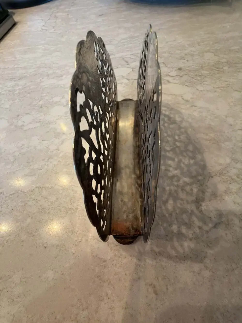 Vintage Silver Plated Filigree Napkin Holder‎
